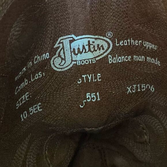 Justin Brown Buck Cowboy Boots - Picture 5 of 6